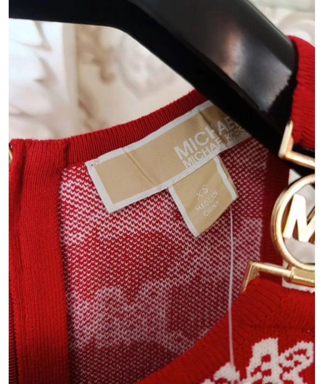 MICHAEL KORS Красное вискозное повседневное платье, фото 5