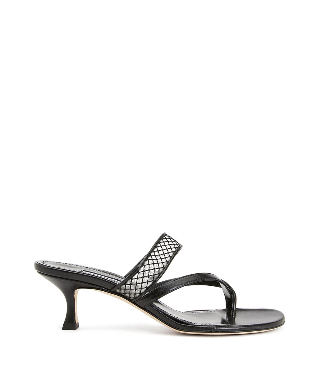 MANOLO BLAHNIK Черные кожаные мюли, фото 6