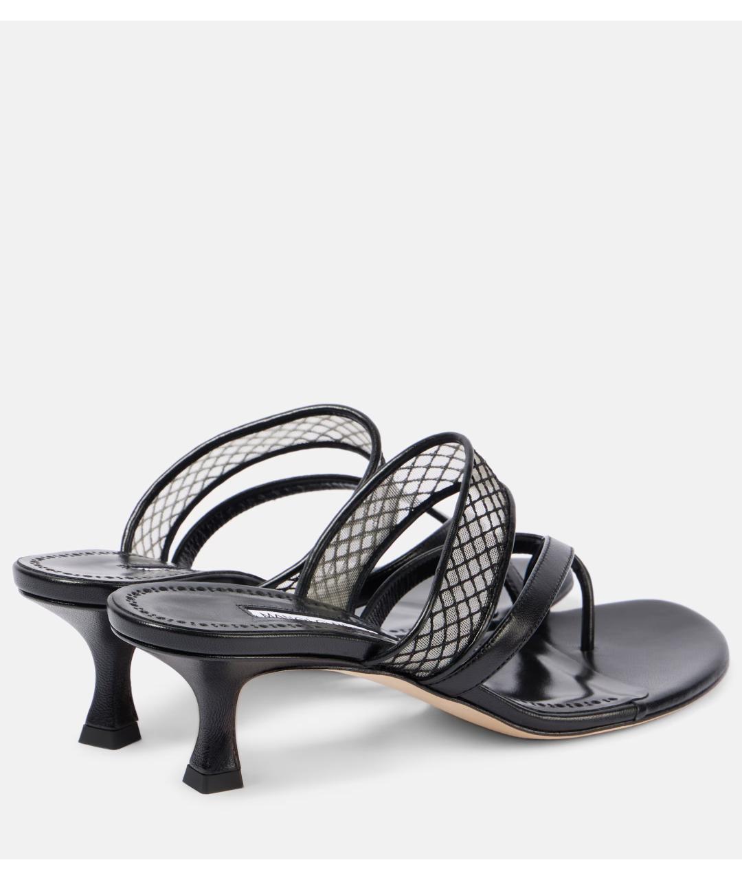 MANOLO BLAHNIK Черные кожаные мюли, фото 4