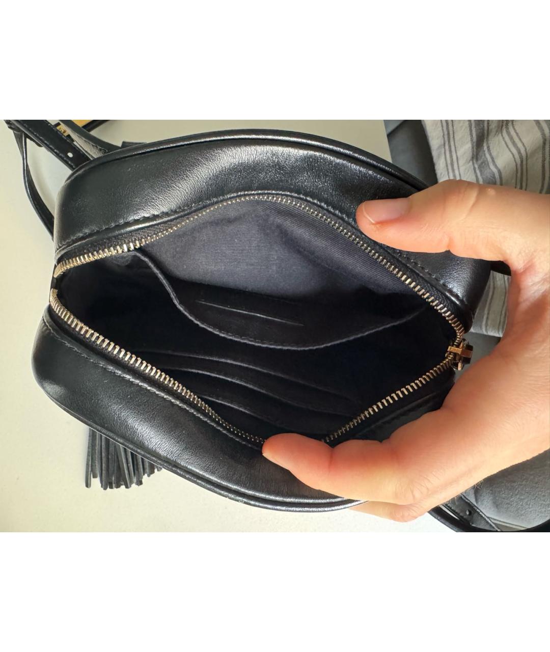 SAINT LAURENT Черная кожаная сумка через плечо, фото 4