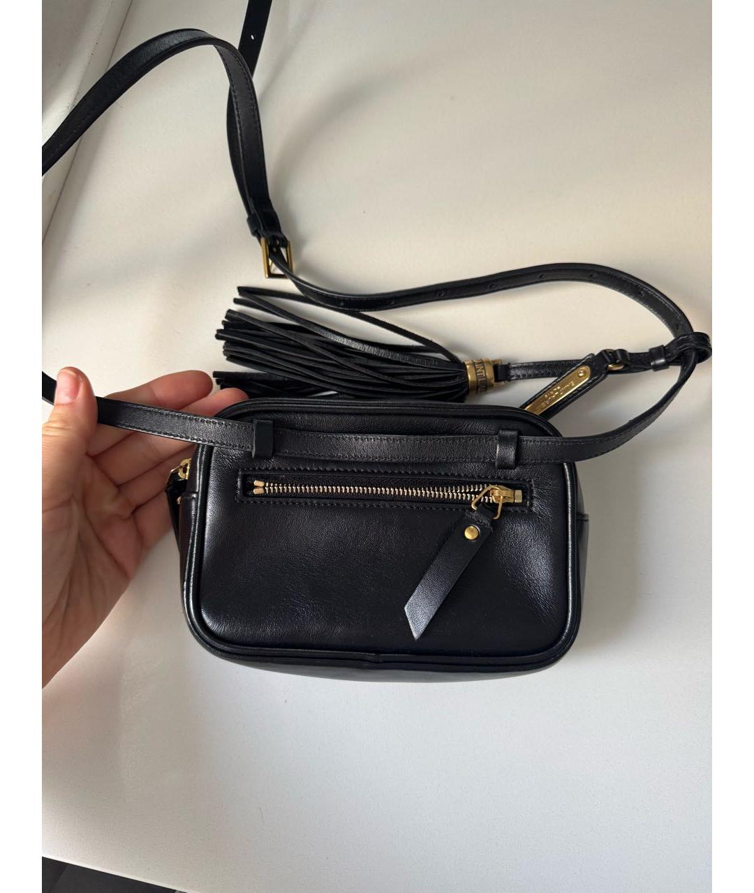 SAINT LAURENT Черная кожаная сумка через плечо, фото 7