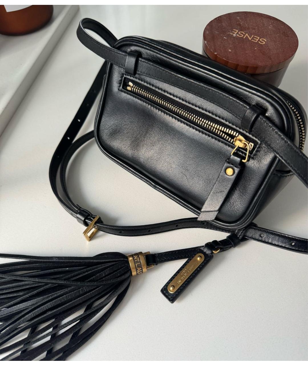 SAINT LAURENT Черная кожаная сумка через плечо, фото 3