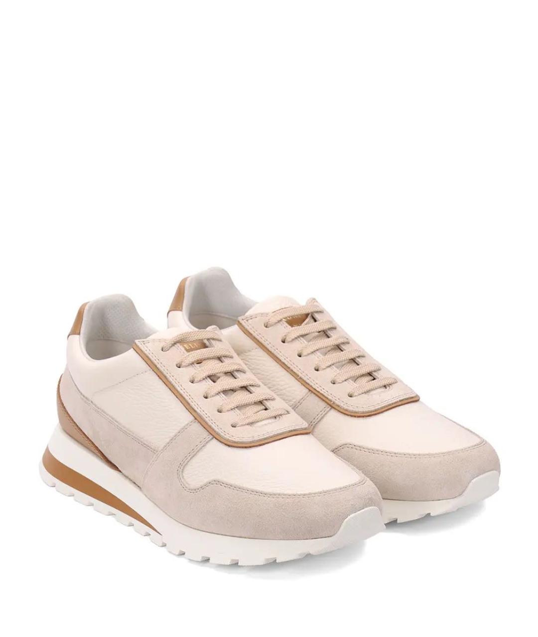 BRUNELLO CUCINELLI Бежевые замшевые низкие кроссовки / кеды, фото 2