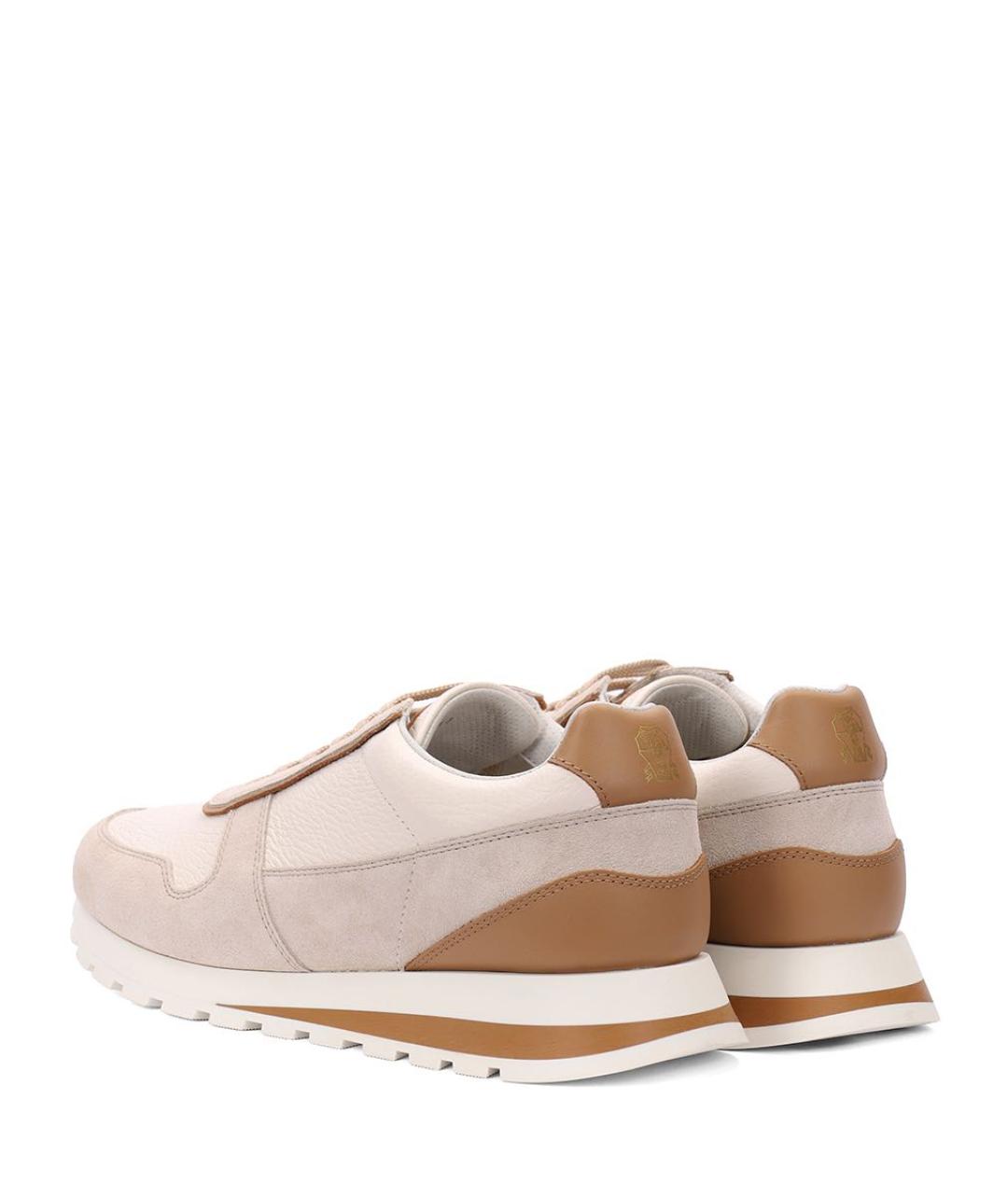 BRUNELLO CUCINELLI Бежевые замшевые низкие кроссовки / кеды, фото 4