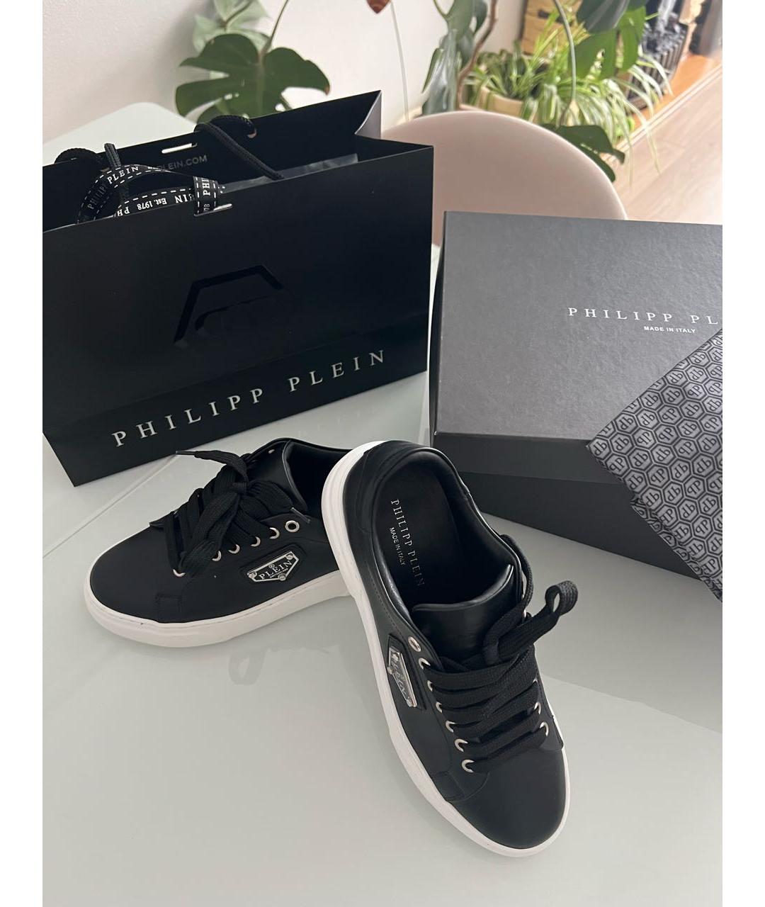 PHILIPP PLEIN Черные кожаные кеды, фото 5