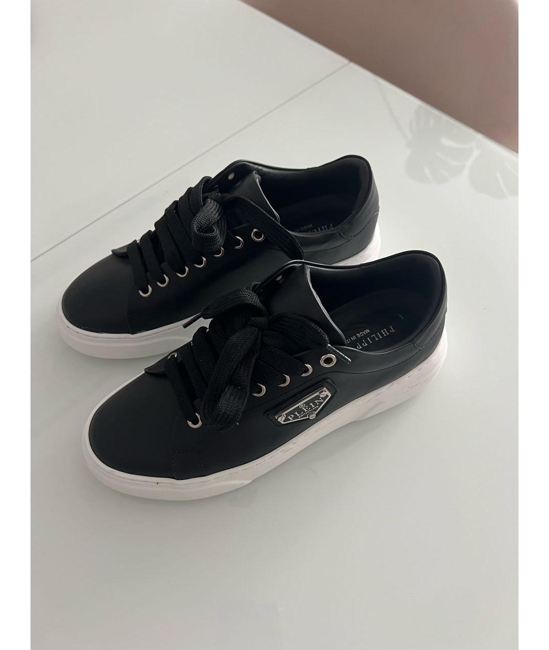 PHILIPP PLEIN Черные кожаные кеды, фото 3