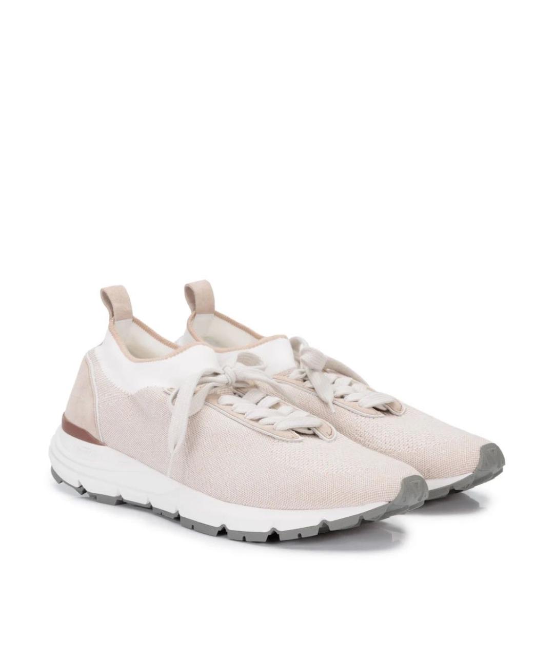 PESERICO Бежевые текстильные низкие кроссовки / кеды, фото 2