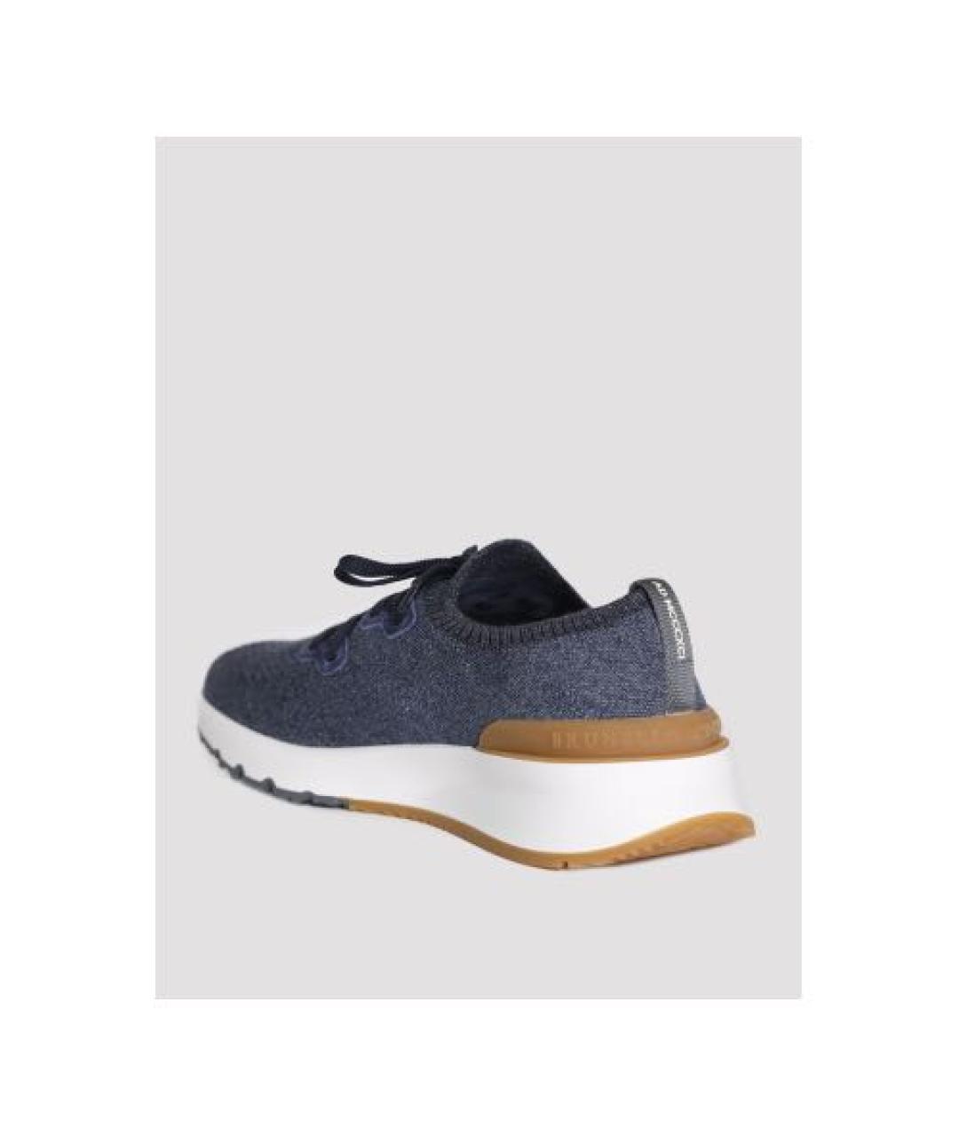 BRUNELLO CUCINELLI Синие текстильные низкие кроссовки / кеды, фото 3