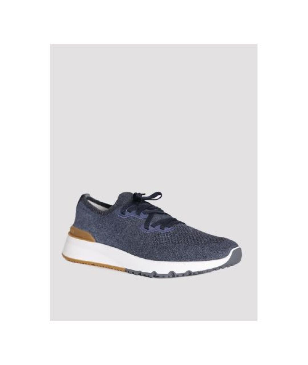 BRUNELLO CUCINELLI Синие текстильные низкие кроссовки / кеды, фото 2