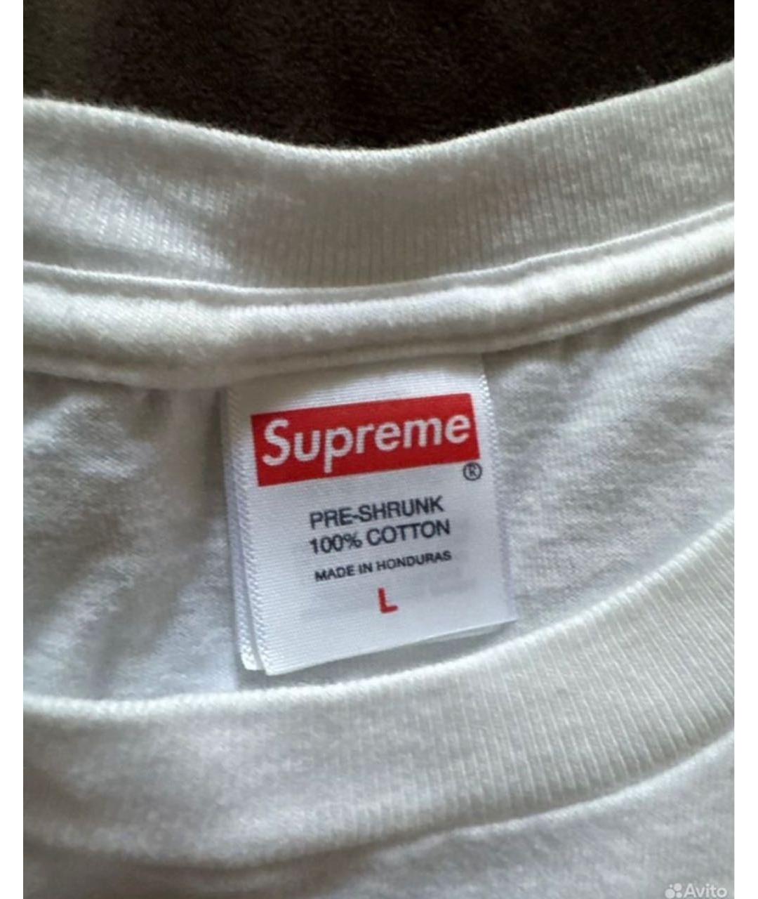 SUPREME Белая хлопковая футболка, фото 2