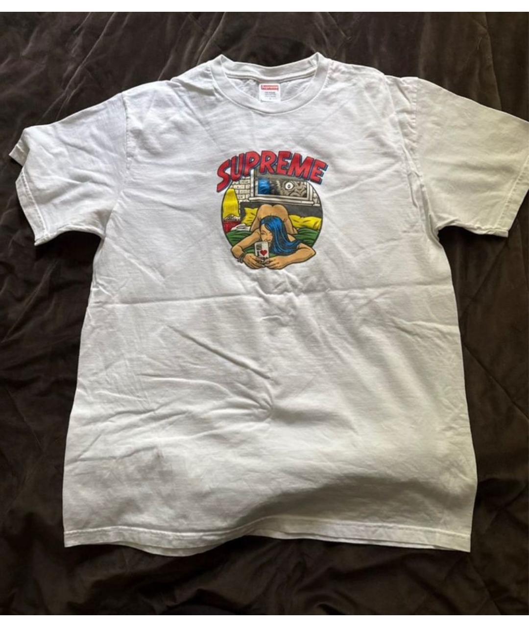 SUPREME Белая хлопковая футболка, фото 5