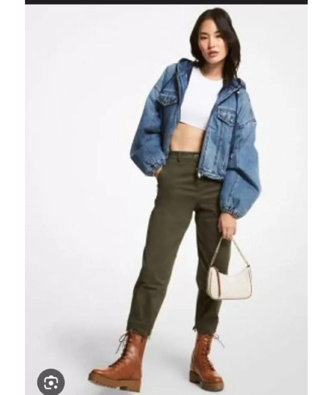 MICHAEL KORS Хаки хлопковые прямые брюки, фото 4