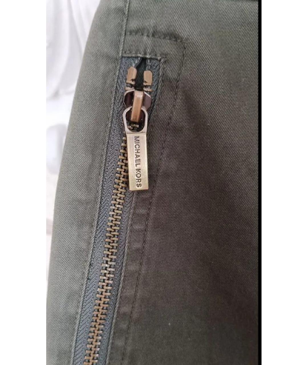 MICHAEL KORS Хаки хлопковые прямые брюки, фото 3