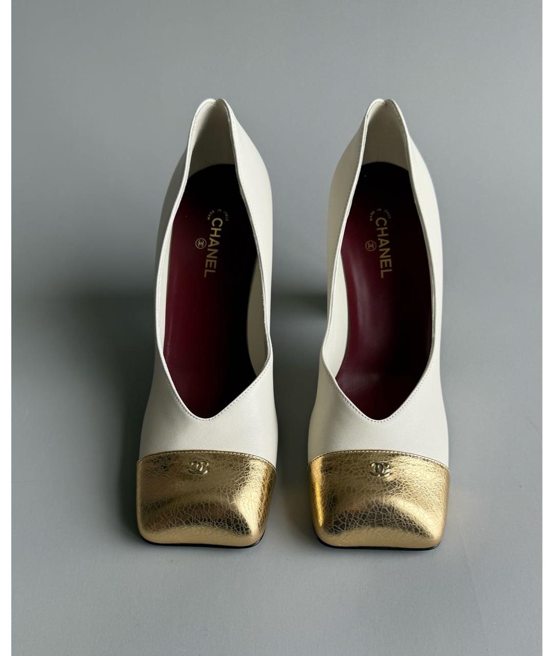 CHANEL Белые кожаные туфли, фото 4