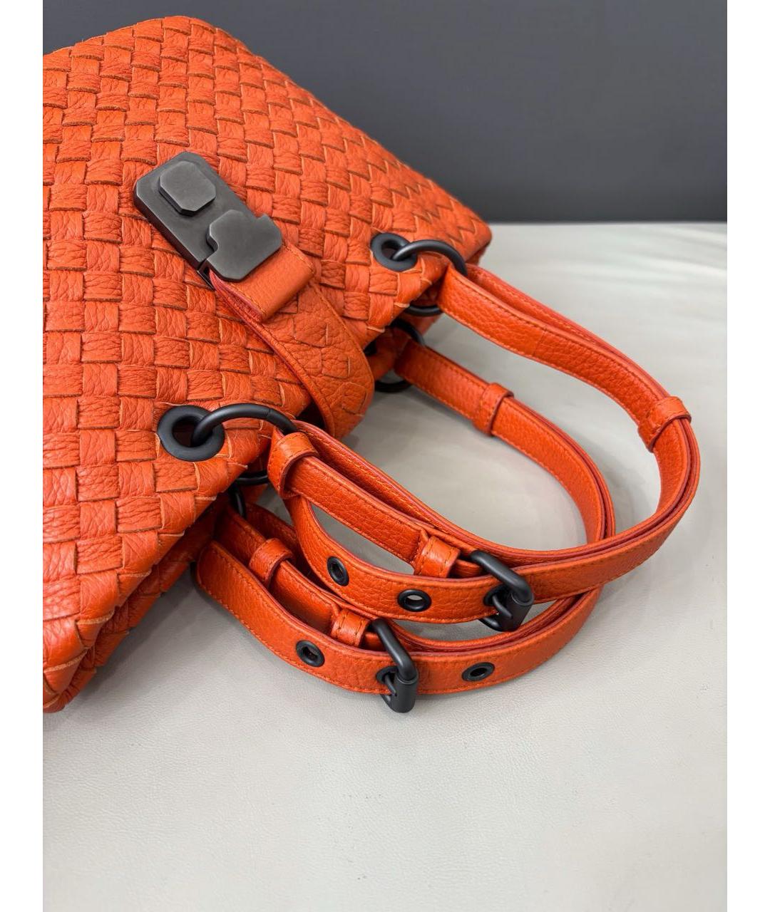 BOTTEGA VENETA Оранжевая кожаная сумка тоут, фото 6