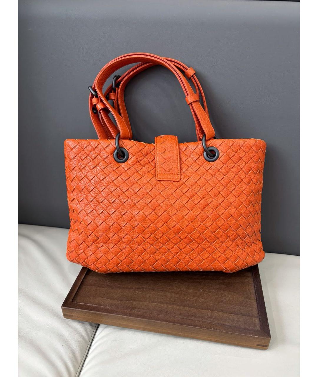 BOTTEGA VENETA Оранжевая кожаная сумка тоут, фото 3