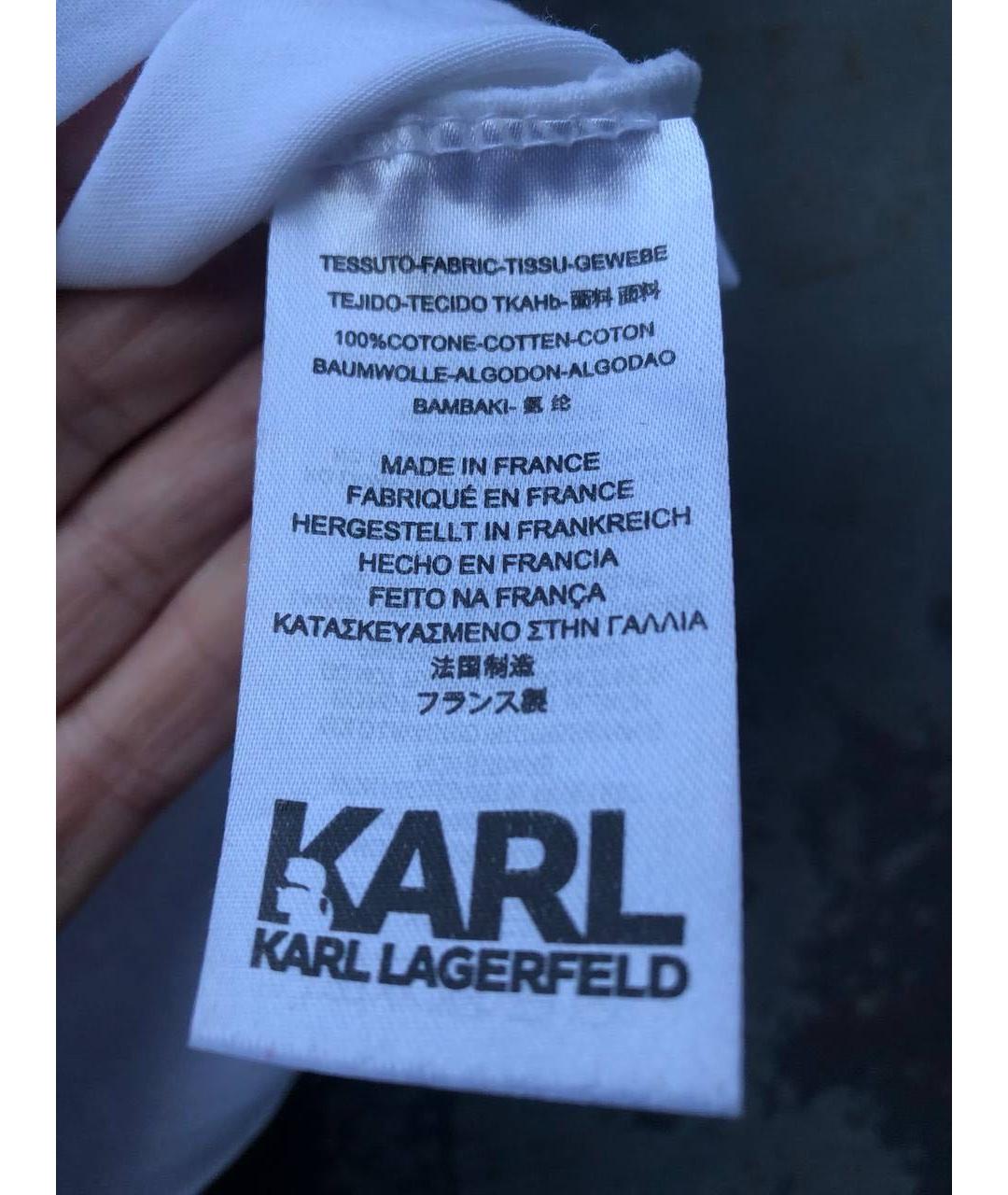 KARL LAGERFELD Белая хлопковая футболка, фото 5