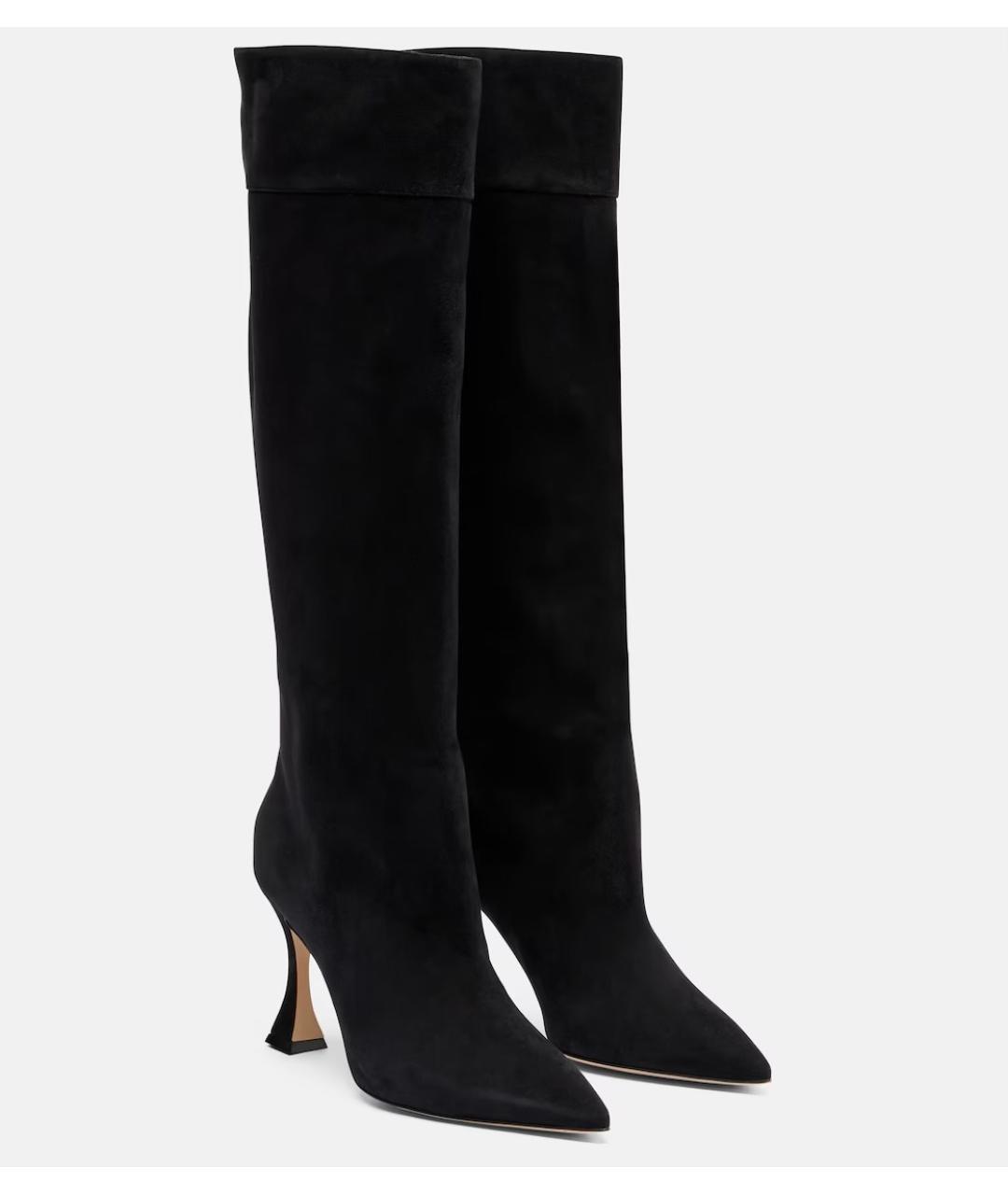 MANOLO BLAHNIK Черные замшевые сапоги, фото 5