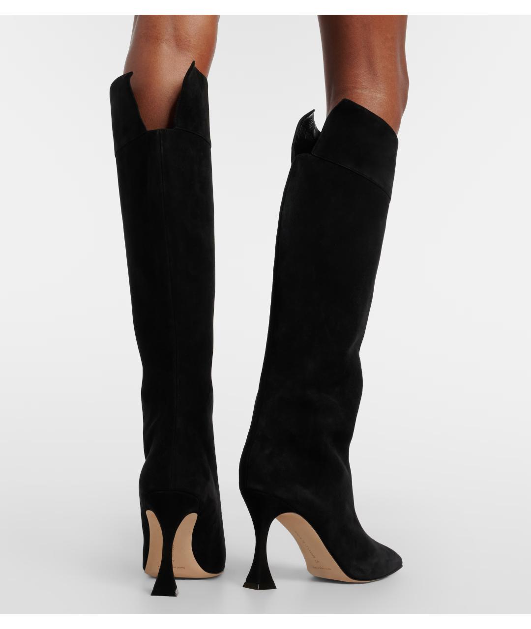 MANOLO BLAHNIK Черные замшевые сапоги, фото 4