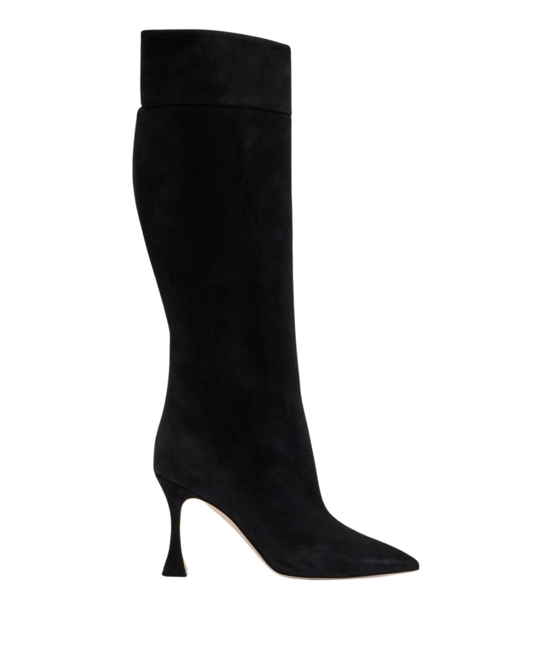 MANOLO BLAHNIK Черные замшевые сапоги, фото 1