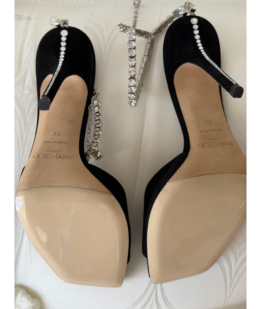 JIMMY CHOO Черные замшевые босоножки, фото 4