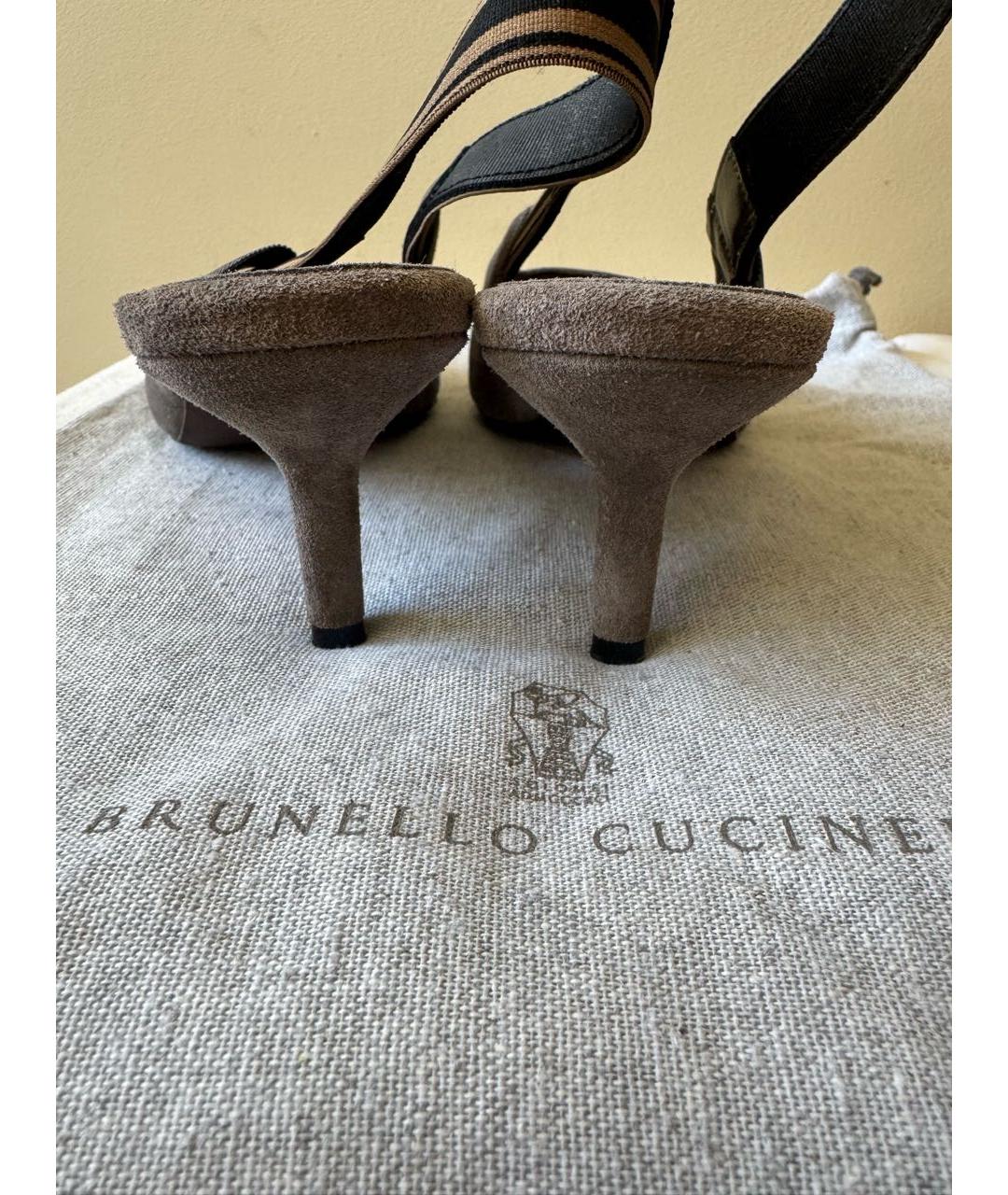 BRUNELLO CUCINELLI Серые замшевые босоножки, фото 5
