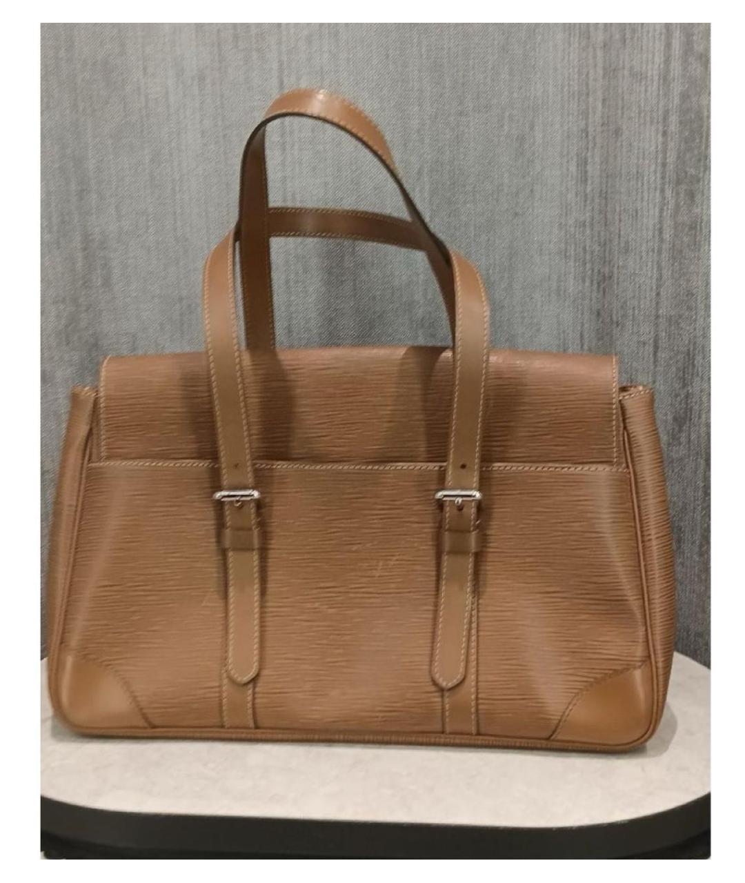 LOUIS VUITTON Бежевая кожаная сумка с короткими ручками, фото 3