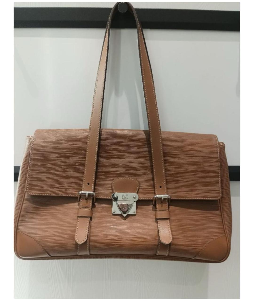 LOUIS VUITTON Бежевая кожаная сумка с короткими ручками, фото 7