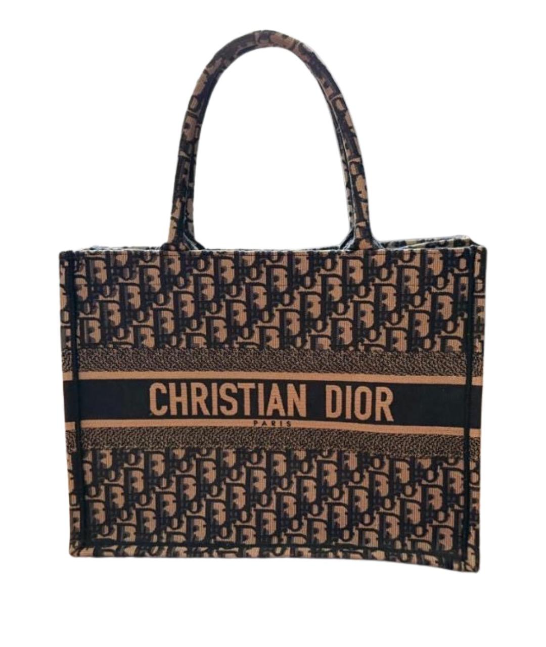 CHRISTIAN DIOR Темно-синяя жаккардовая сумка тоут, фото 1