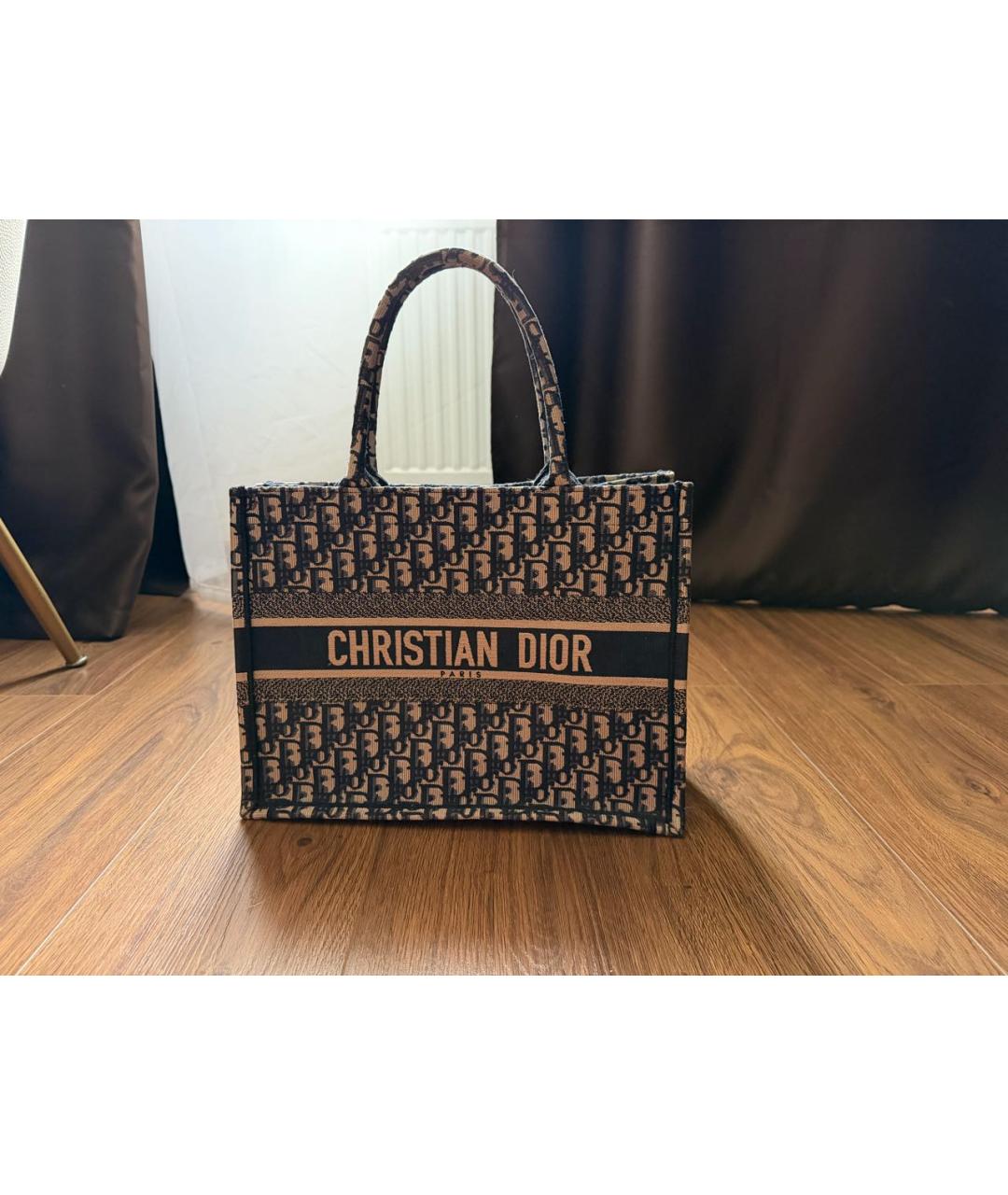 CHRISTIAN DIOR Темно-синяя жаккардовая сумка тоут, фото 9