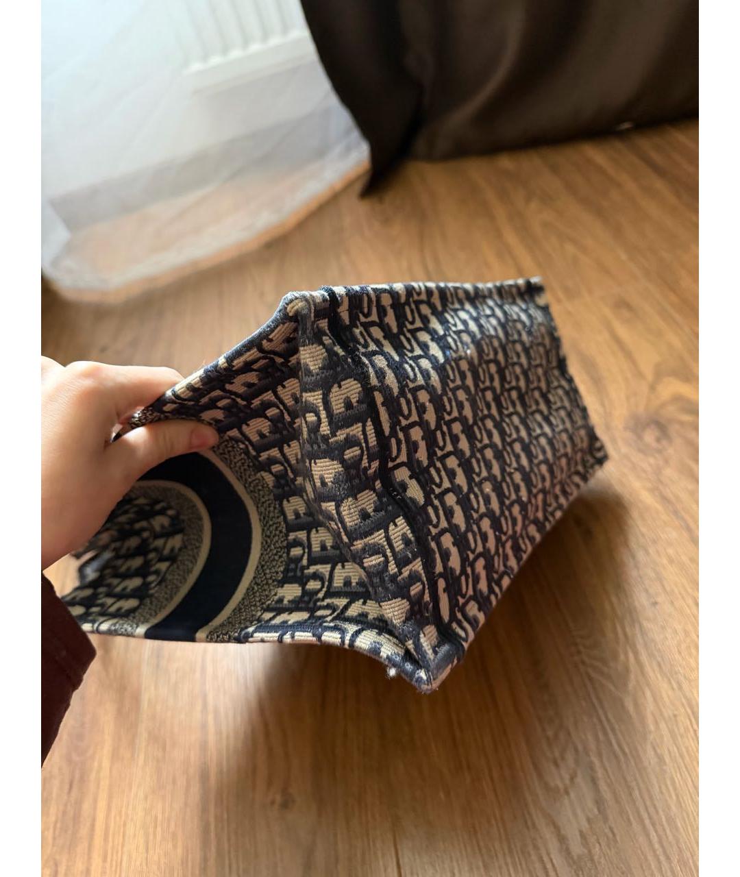 CHRISTIAN DIOR Темно-синяя жаккардовая сумка тоут, фото 8