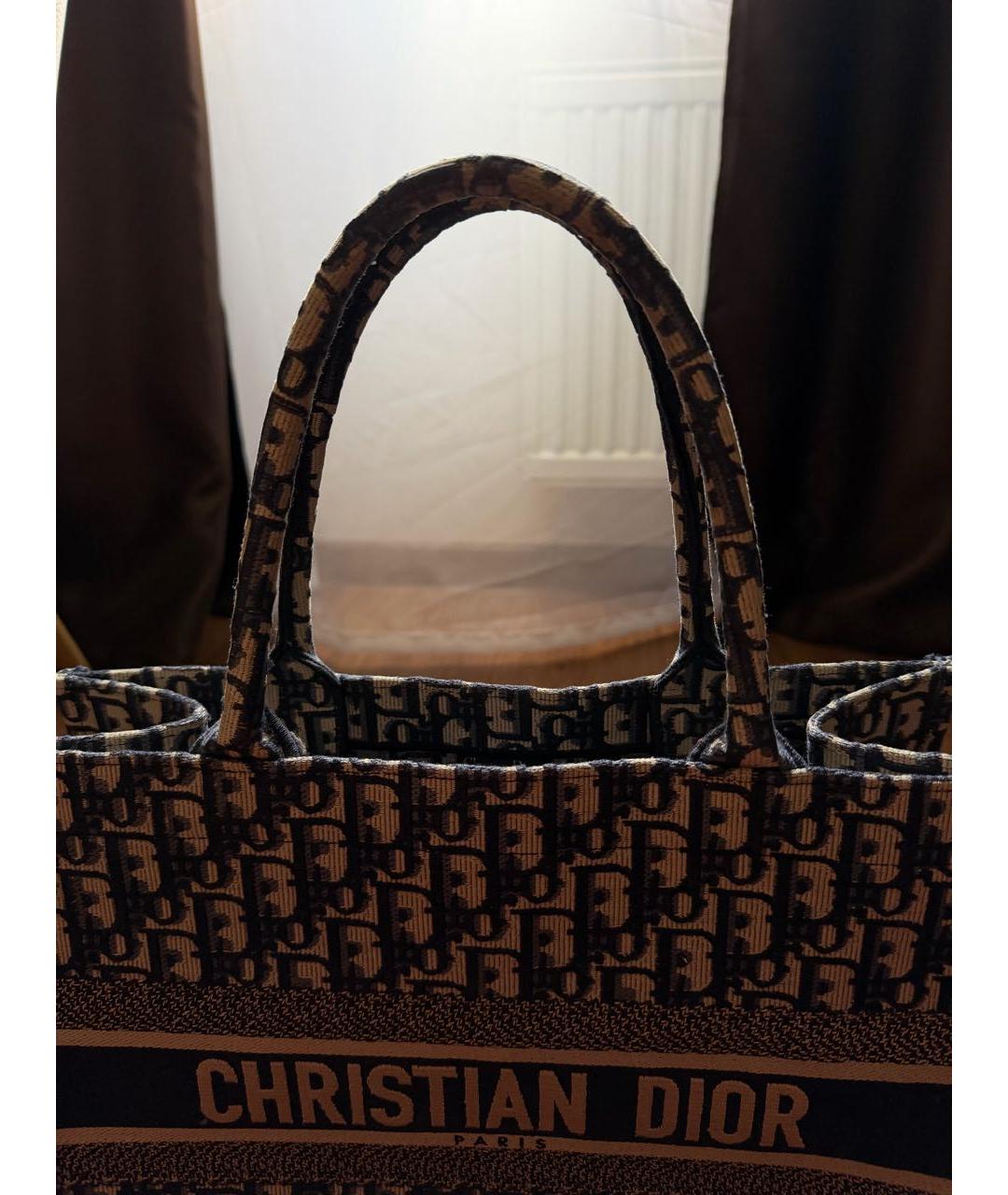 CHRISTIAN DIOR Темно-синяя жаккардовая сумка тоут, фото 6