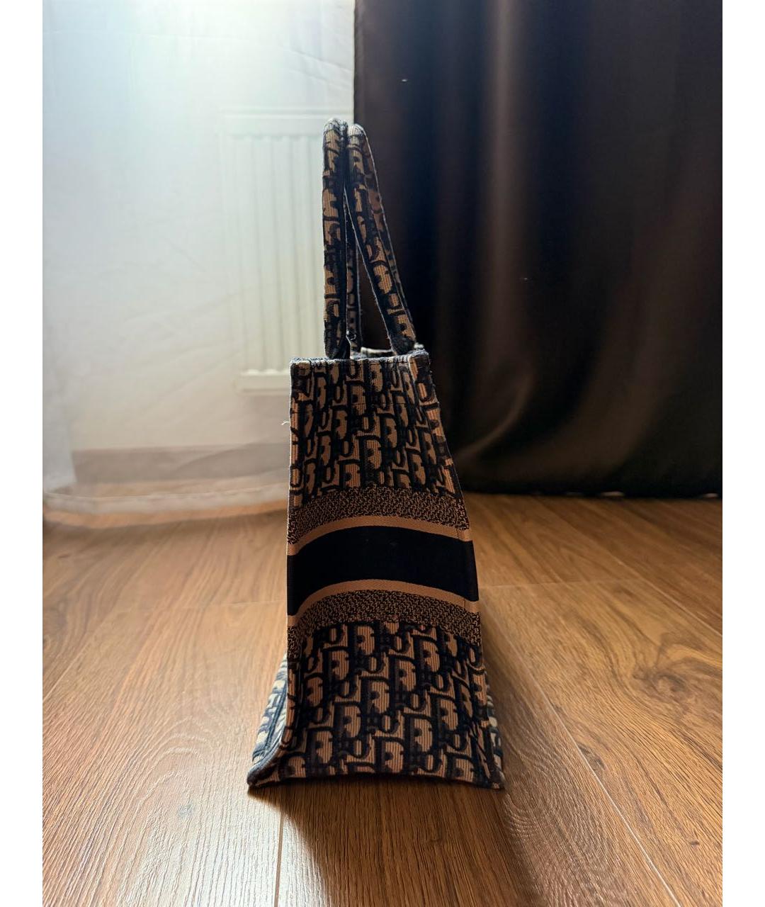 CHRISTIAN DIOR Темно-синяя жаккардовая сумка тоут, фото 2