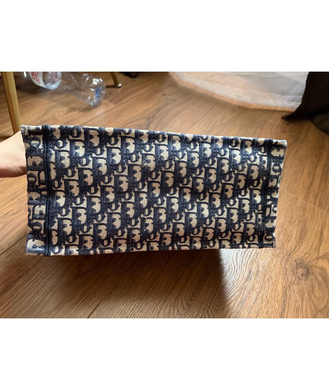 CHRISTIAN DIOR Темно-синяя жаккардовая сумка тоут, фото 7