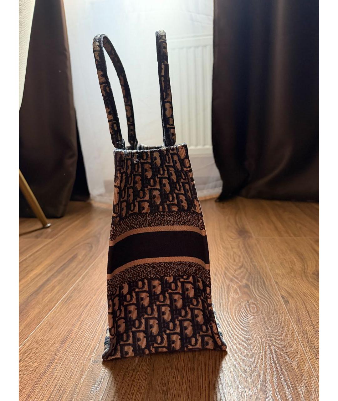 CHRISTIAN DIOR Темно-синяя жаккардовая сумка тоут, фото 3