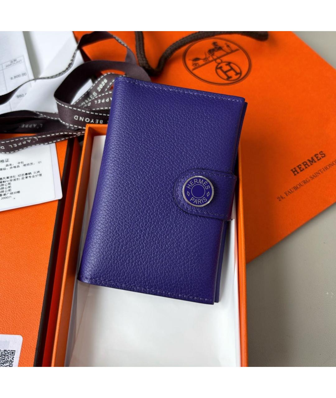 HERMES Синий кожаный кардхолдер, фото 2