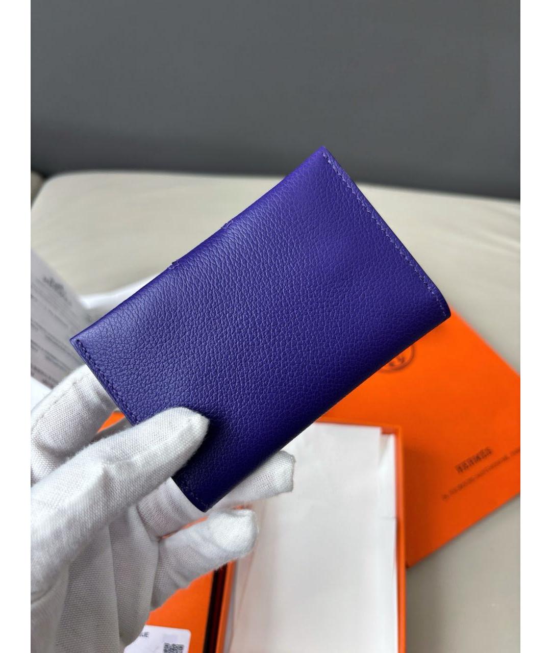 HERMES Синий кожаный кардхолдер, фото 4