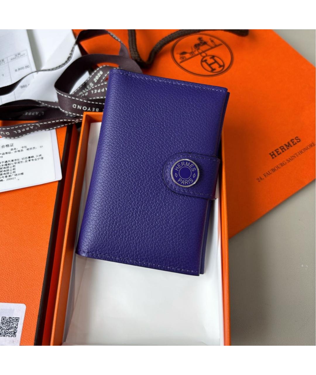 HERMES Синий кожаный кардхолдер, фото 8