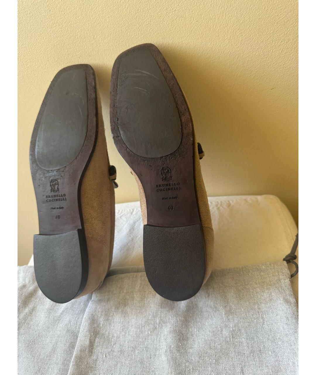 BRUNELLO CUCINELLI Бежевые замшевые лоферы, фото 5