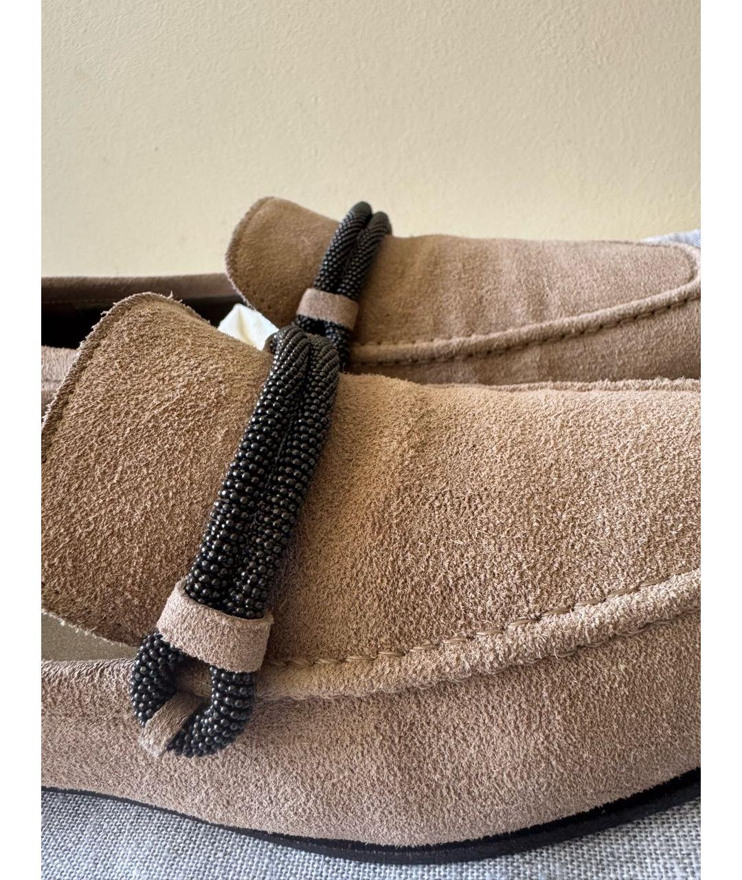 BRUNELLO CUCINELLI Бежевые замшевые лоферы, фото 2