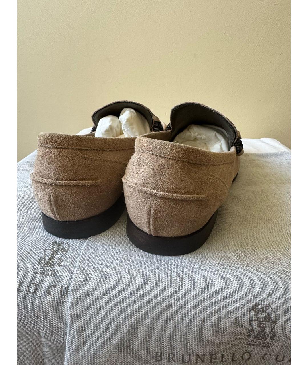 BRUNELLO CUCINELLI Бежевые замшевые лоферы, фото 4