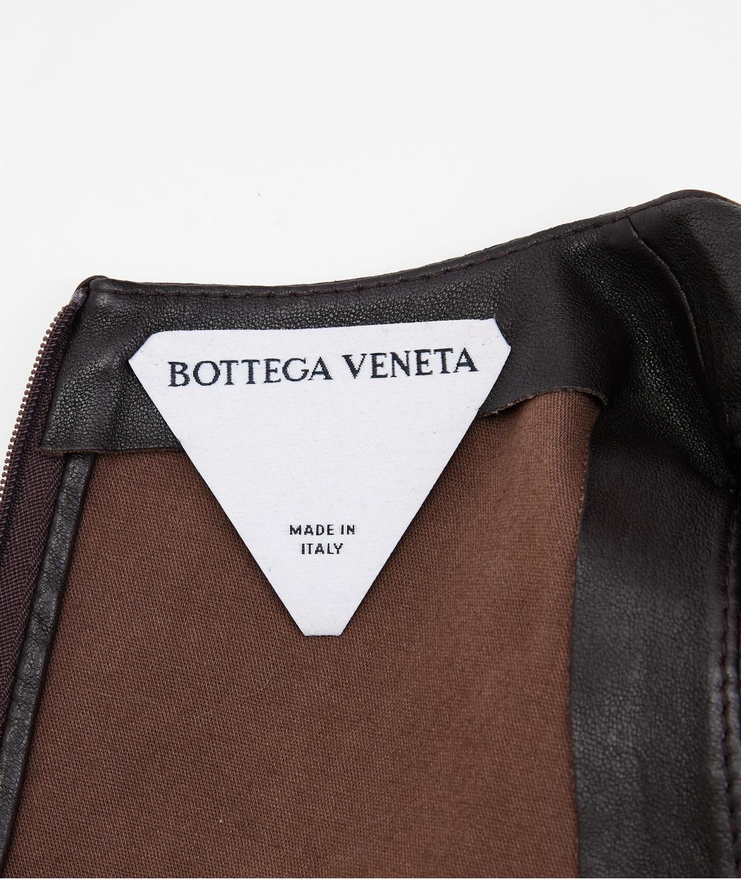 BOTTEGA VENETA Коричневое кожаное вечернее платье, фото 3