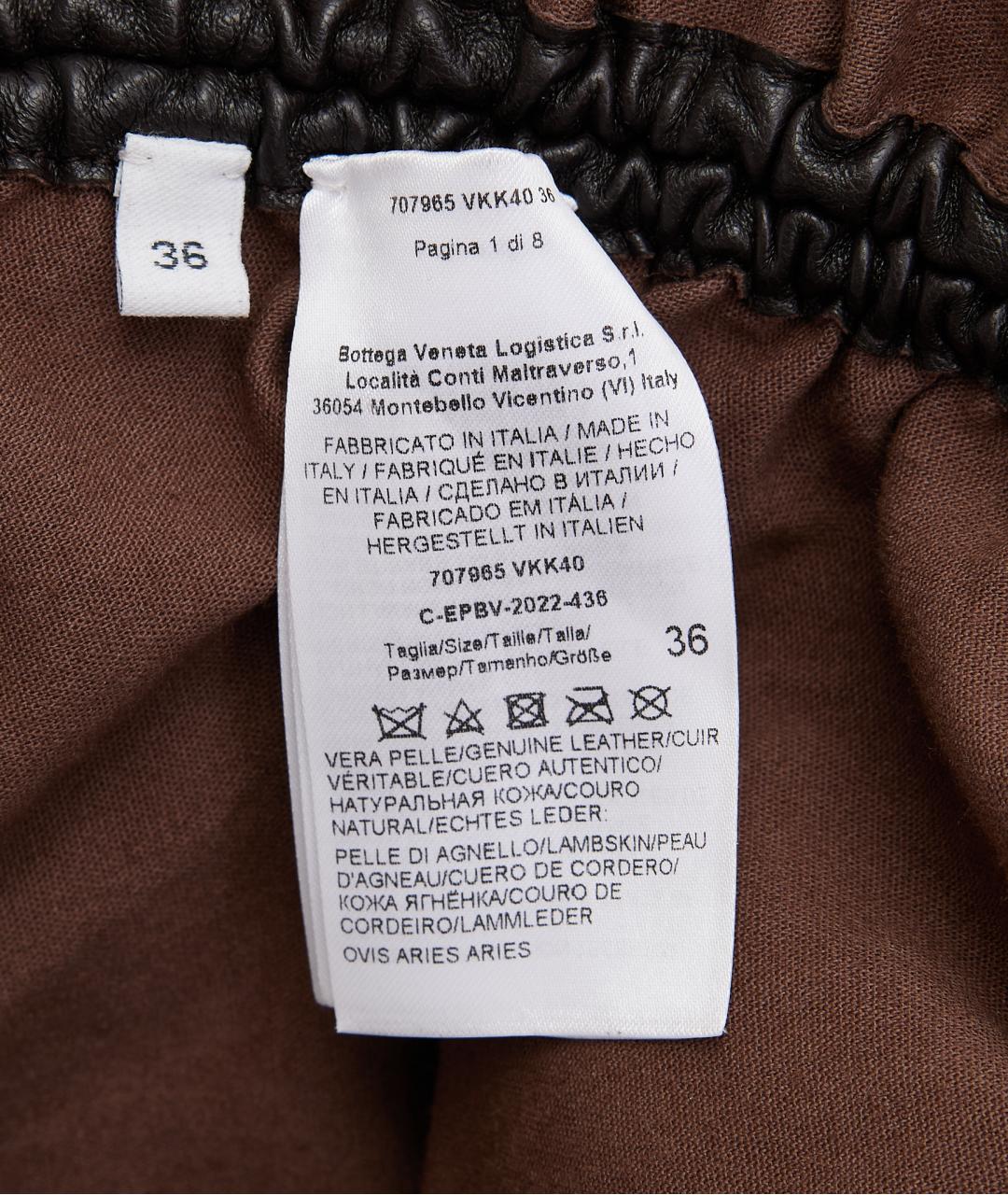 BOTTEGA VENETA Коричневое кожаное вечернее платье, фото 4
