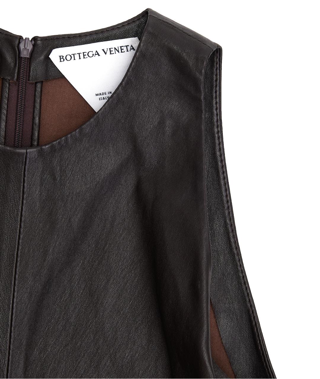 BOTTEGA VENETA Коричневое кожаное вечернее платье, фото 6