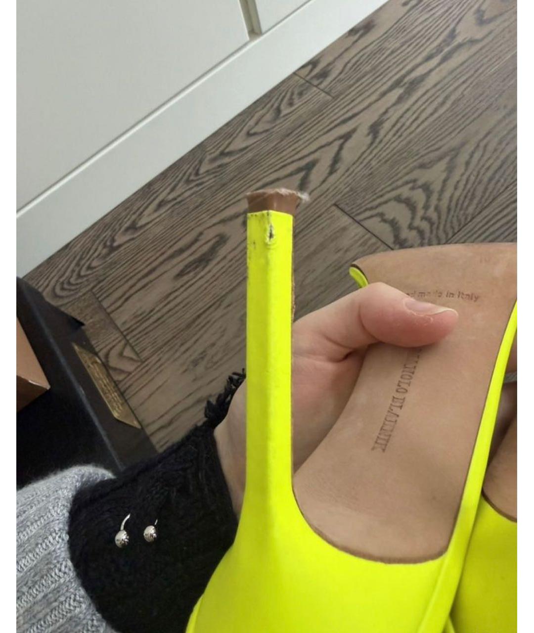 MANOLO BLAHNIK Желтые кожаные босоножки, фото 7