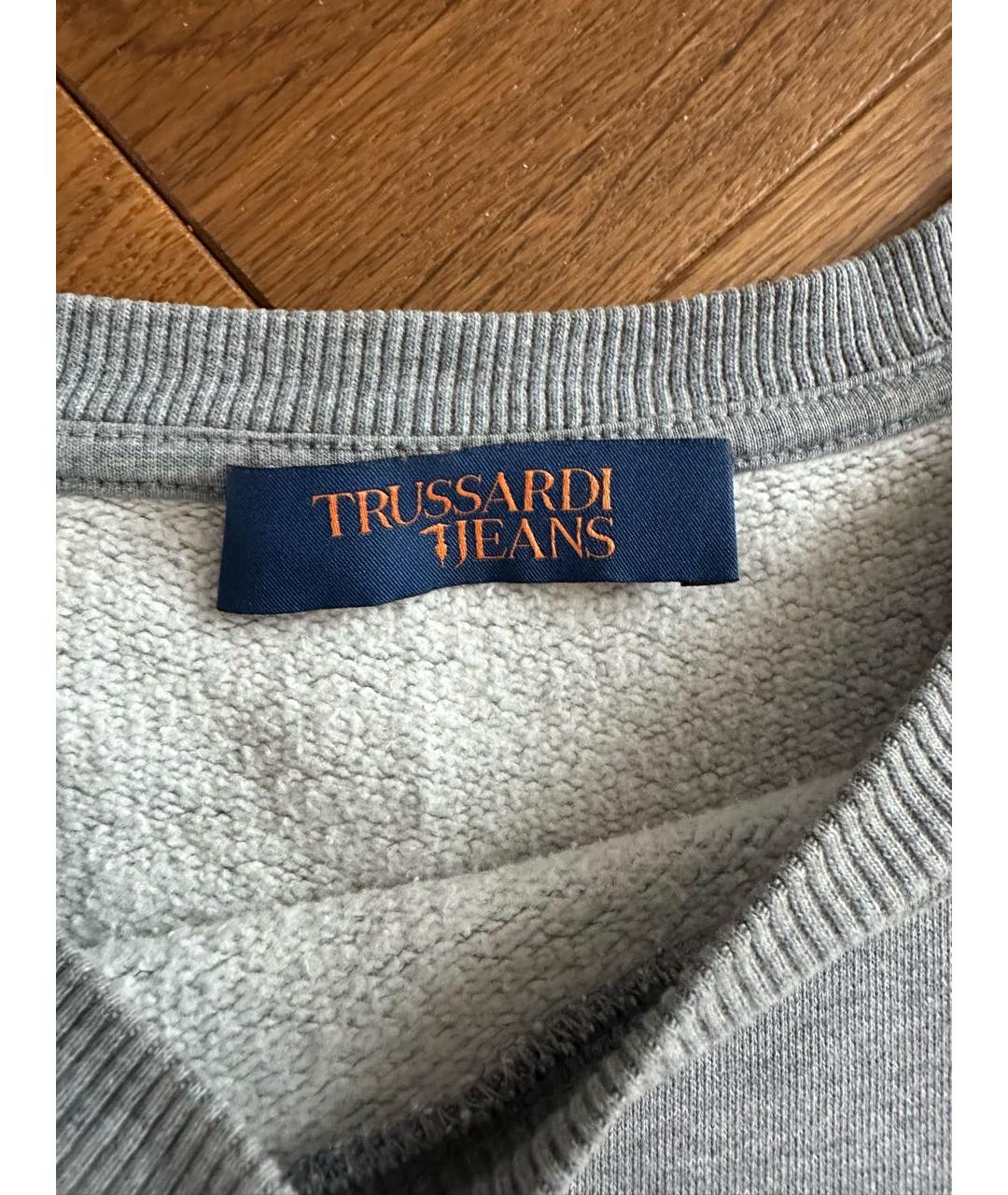TRUSSARDI Серый хлопковый джемпер / свитер, фото 3