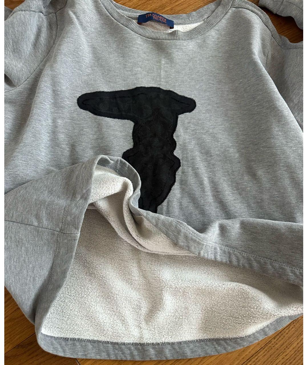 TRUSSARDI Серый хлопковый джемпер / свитер, фото 5