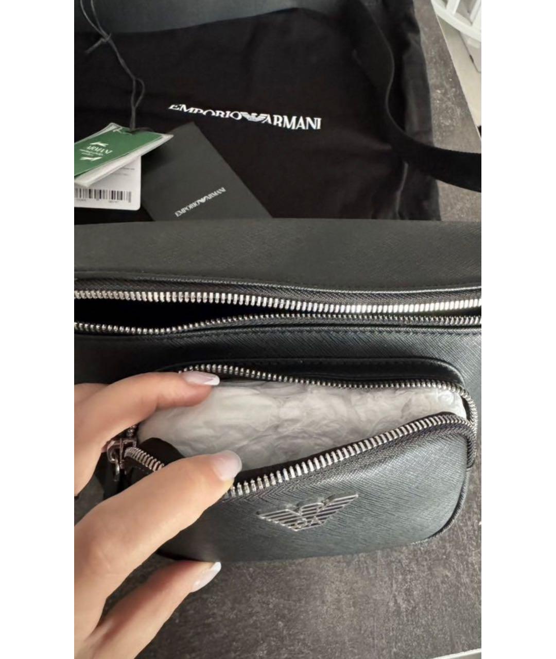 EMPORIO ARMANI Черная поясная сумка из искусственной кожи, фото 5