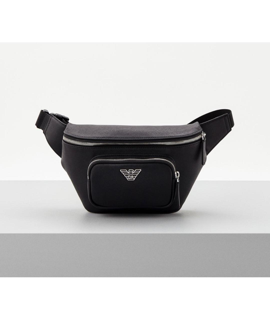 EMPORIO ARMANI Черная поясная сумка из искусственной кожи, фото 8