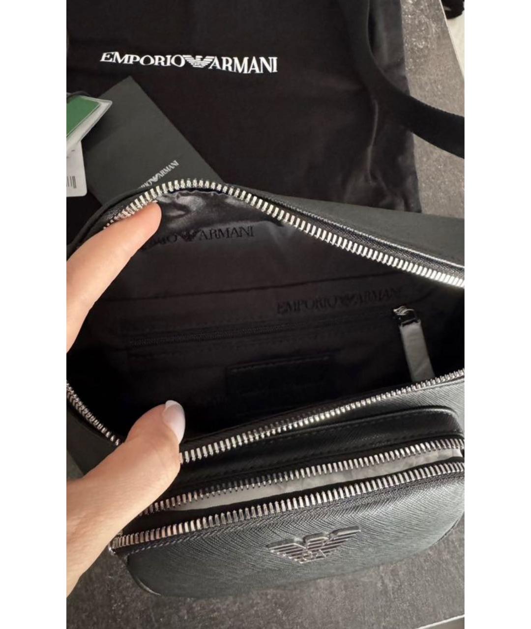 EMPORIO ARMANI Черная поясная сумка из искусственной кожи, фото 6